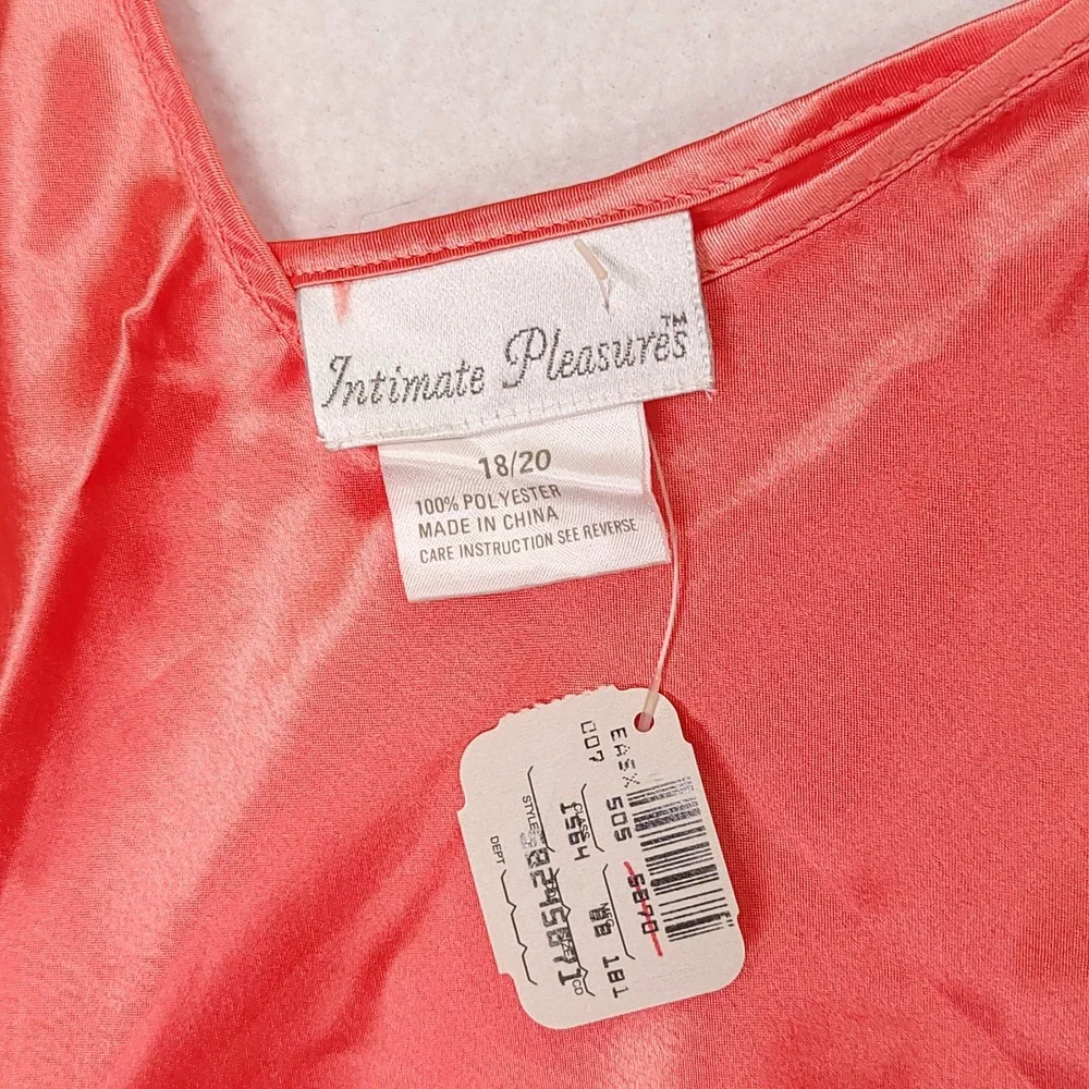 Intimate Pleasures Vintage Coral Pink Satin Chemise Nightgown Plus Sz 18/20 NWT